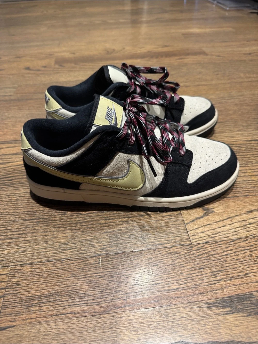 Nike Dunk Low-Top Sneakers in Cream, Black and Yellow